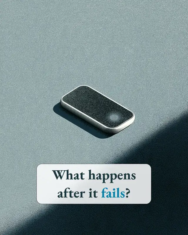 An illustrated device beside the words “What happens after it fails?”